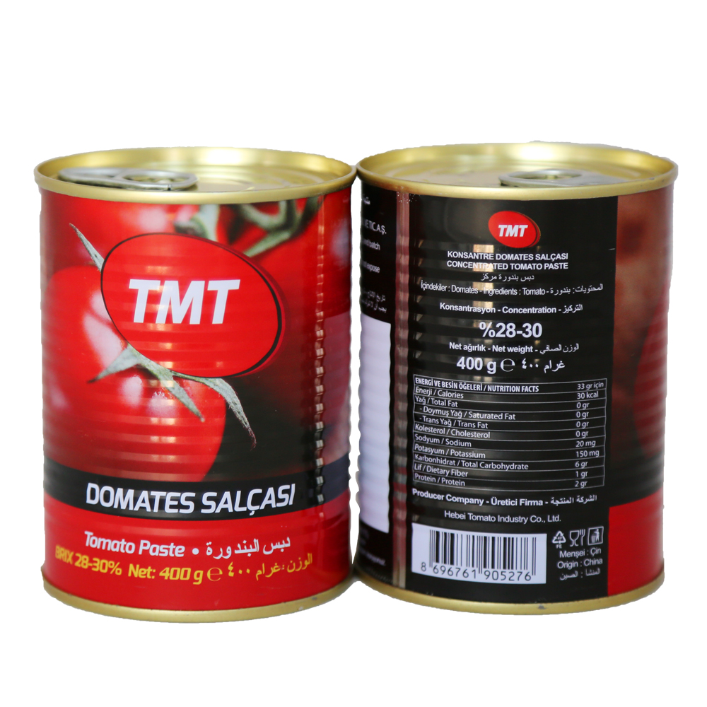 Fabricante de pasta de tomate enlatada no atacado de alta qualidade 400g em latas