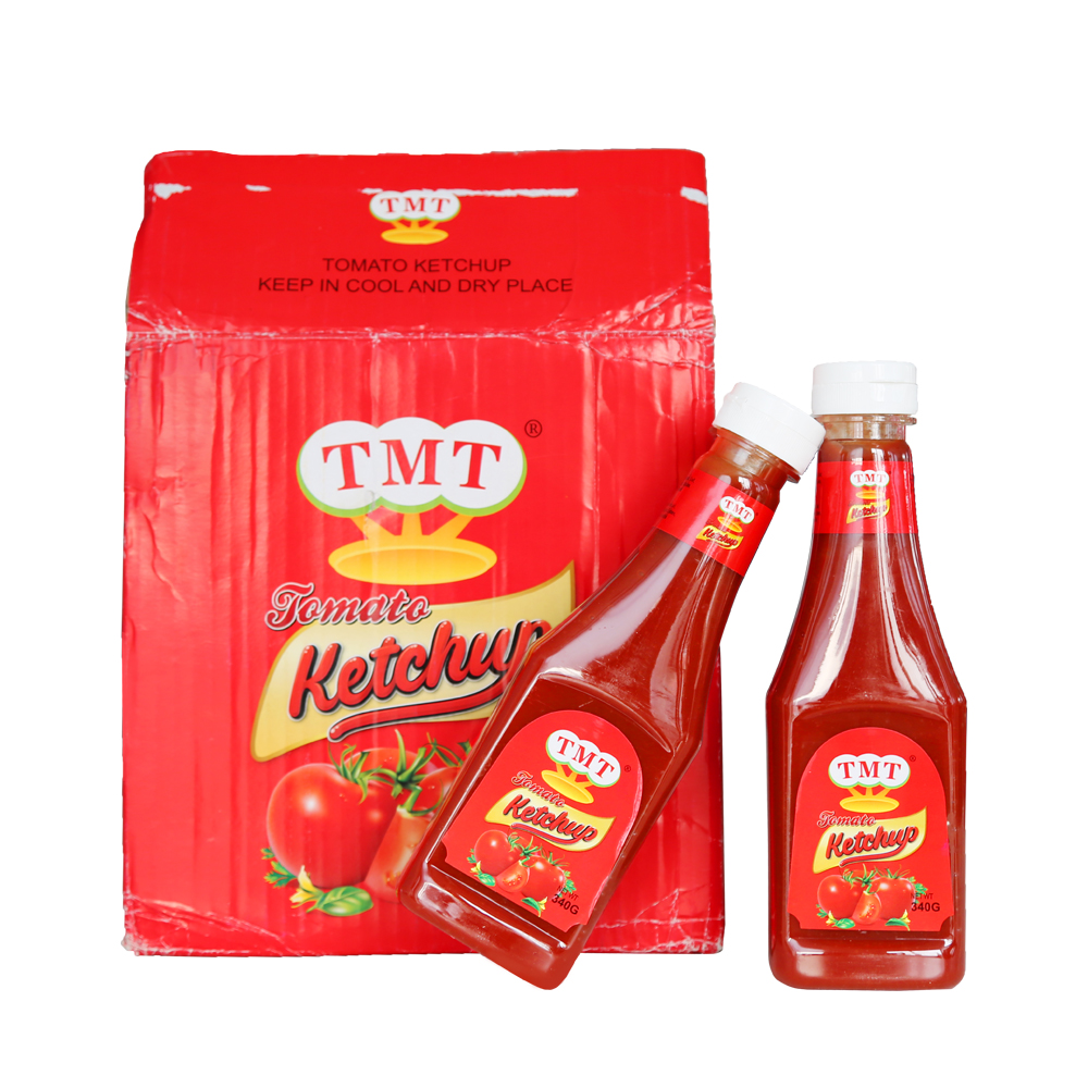 2022 Nuovo lotto di ketchup di pomodoro 340g*24 bottiglie con hamburger e patatine fritte direttamente dalla fabbrica