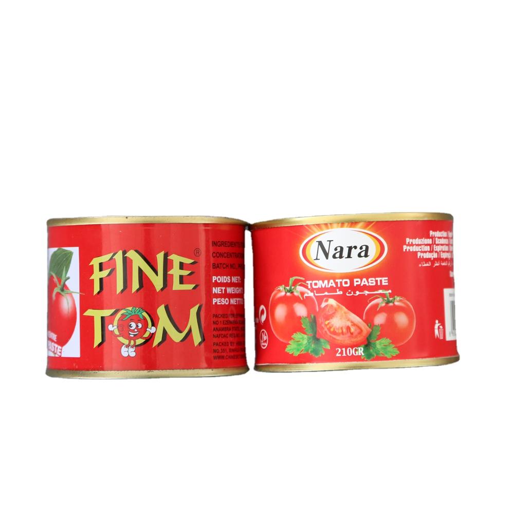 Factory 28-30% brix HO tomati lẹẹ 210g pẹlu OEM brand pupa awọ