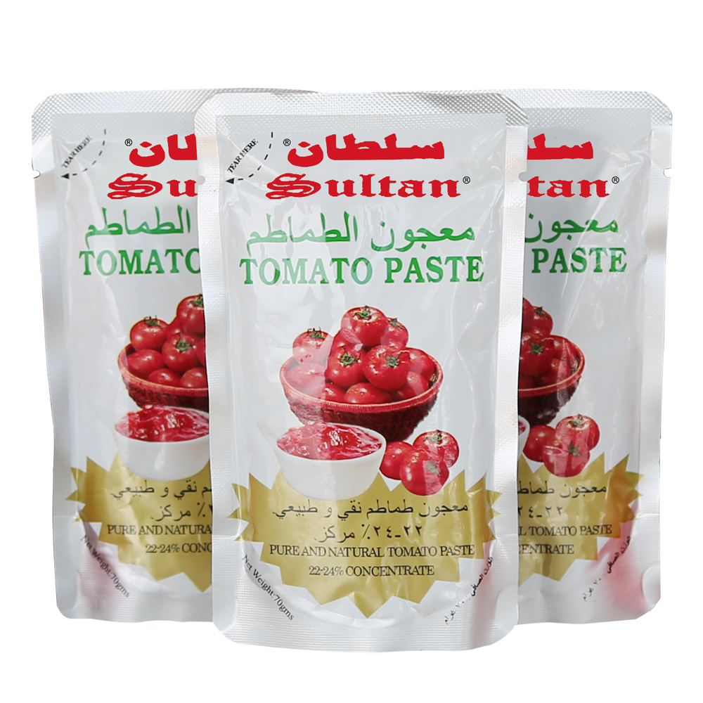 Yaman uchun tik turgan sumka Sachet 70g tomat pastasi