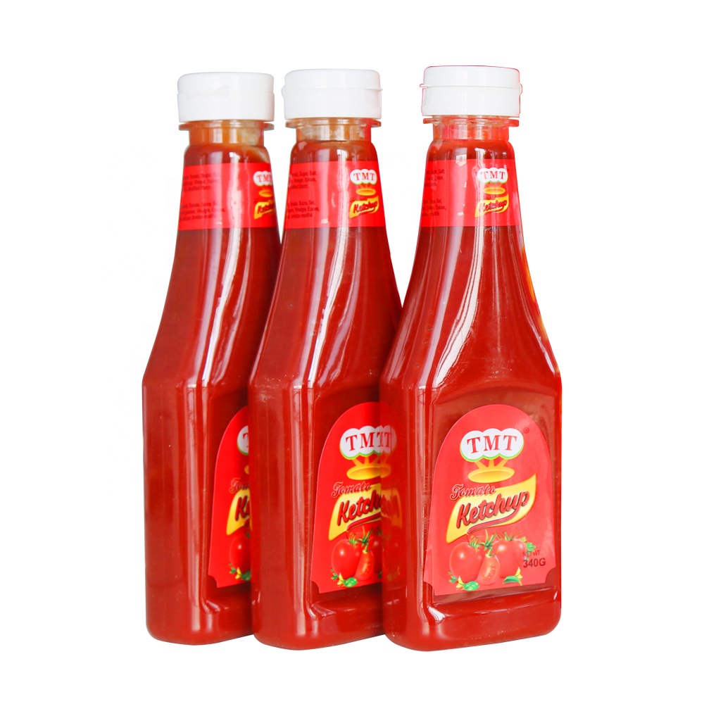 ketchup in bottiglia di plastica per salsa di pomodoro all'ingrosso ketchup in bottiglia da 340 g