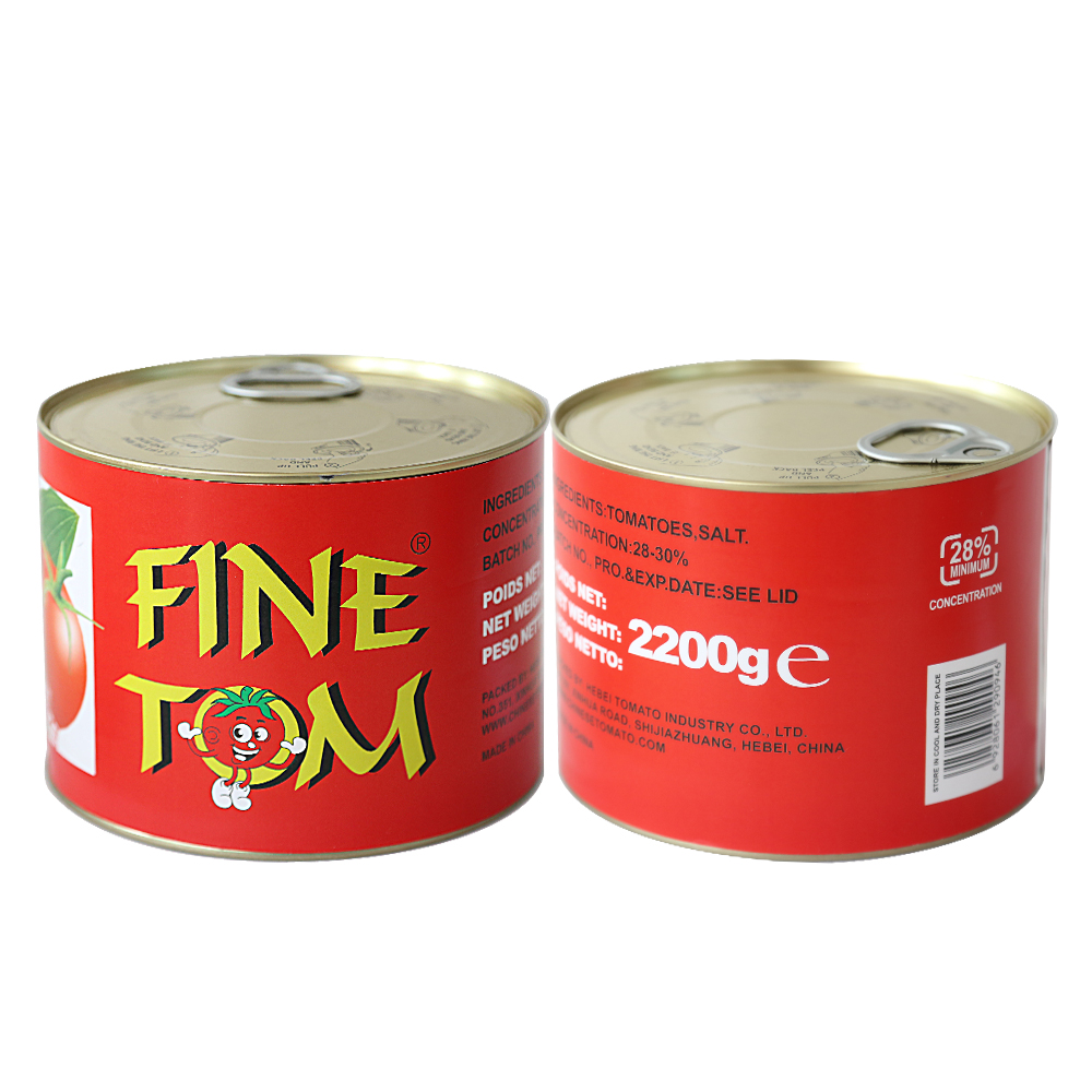 pemasok grosir massal murah 28-30% konsentrasi pasta tomat kalengan 2.2kg pasta tomat dalam kaleng