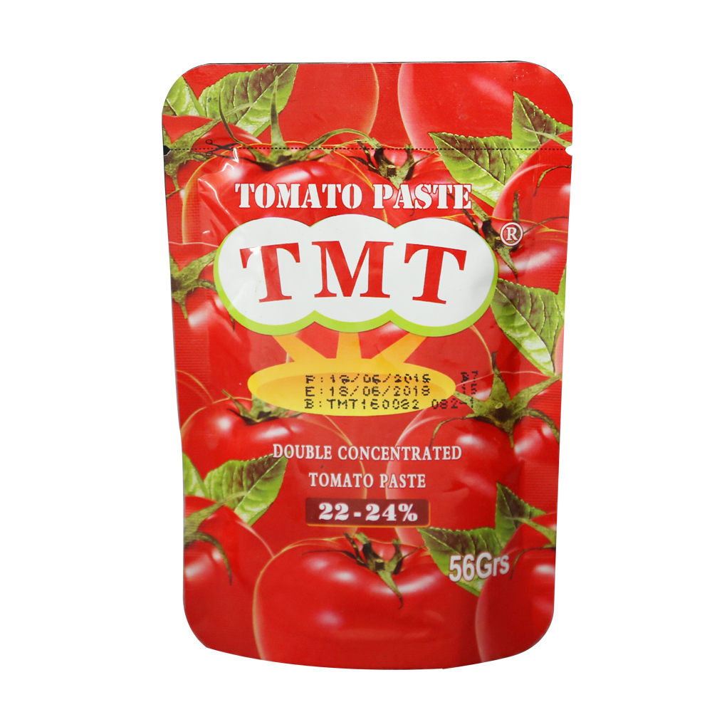 Ulgurji tekis tikilgan qop 50g 70g tomat pastasi brendi 70g tomat pastasi