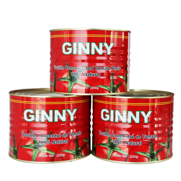 Ginny brand canned tomato paste china 2200gx6 plus 70gx6tin hard open