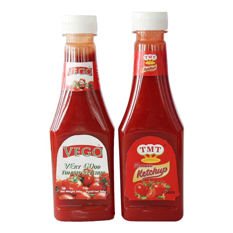 Qalîteya Bilind a 340g Ketchupê Tomatoyê Ducarî Konsantrekirî bi Şûşeya Plastîk