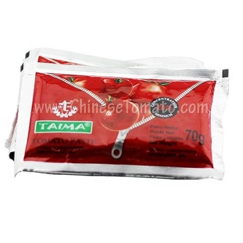 Lezat tomat némpelkeun datar sachets 70g produser pikeun harga low kalawan saos tomat rasa alus