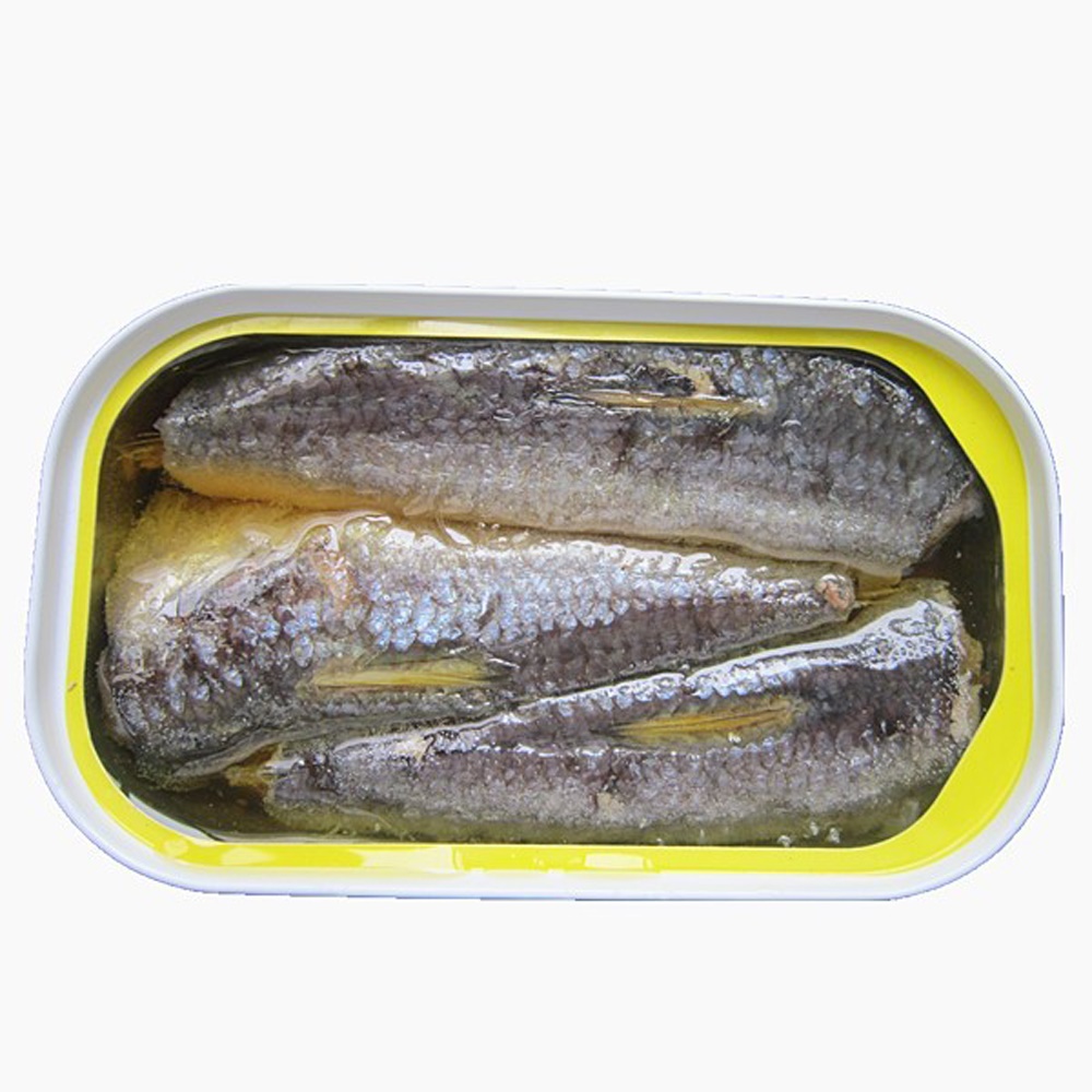 ปลาซาร์ดีนกระป๋องในน้ำมันพืชที่สดใหม่และอร่อยเป็นมิตรกับสิ่งแวดล้อม 125 กรัม