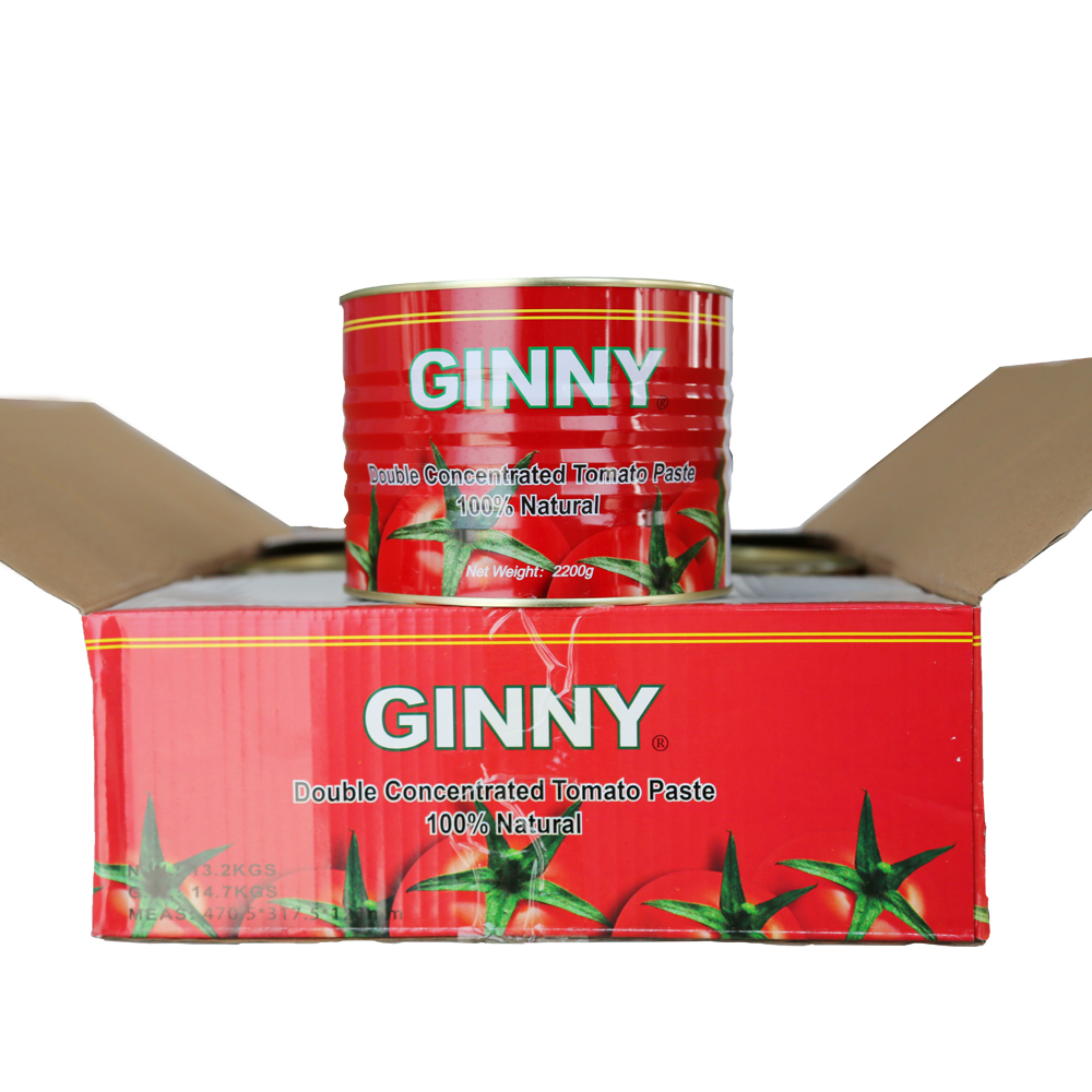 Gran oferta de tamaño grande 2,2 kg + tamaño bonito 70 g * 6 lata/CTN embalaje de lata pasta de tomate pasta de tomate de alta calidad para África