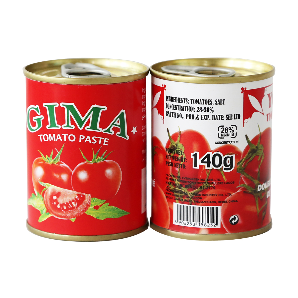 Grousshandel 140g Konserven Tomate Paste Lithographéiert Blech Tomate Paste fir Afrika Hot Verkaf Tomate Paste