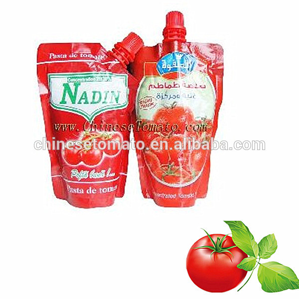 salsa de tomate en bolsa con marcas de salsa