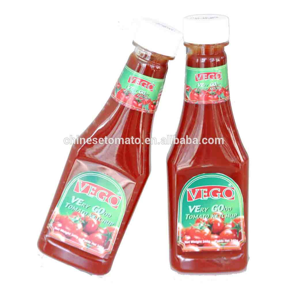 Fabricantes de ketchup de tomate 340G Ketchup de tomate com garrafa de plástico