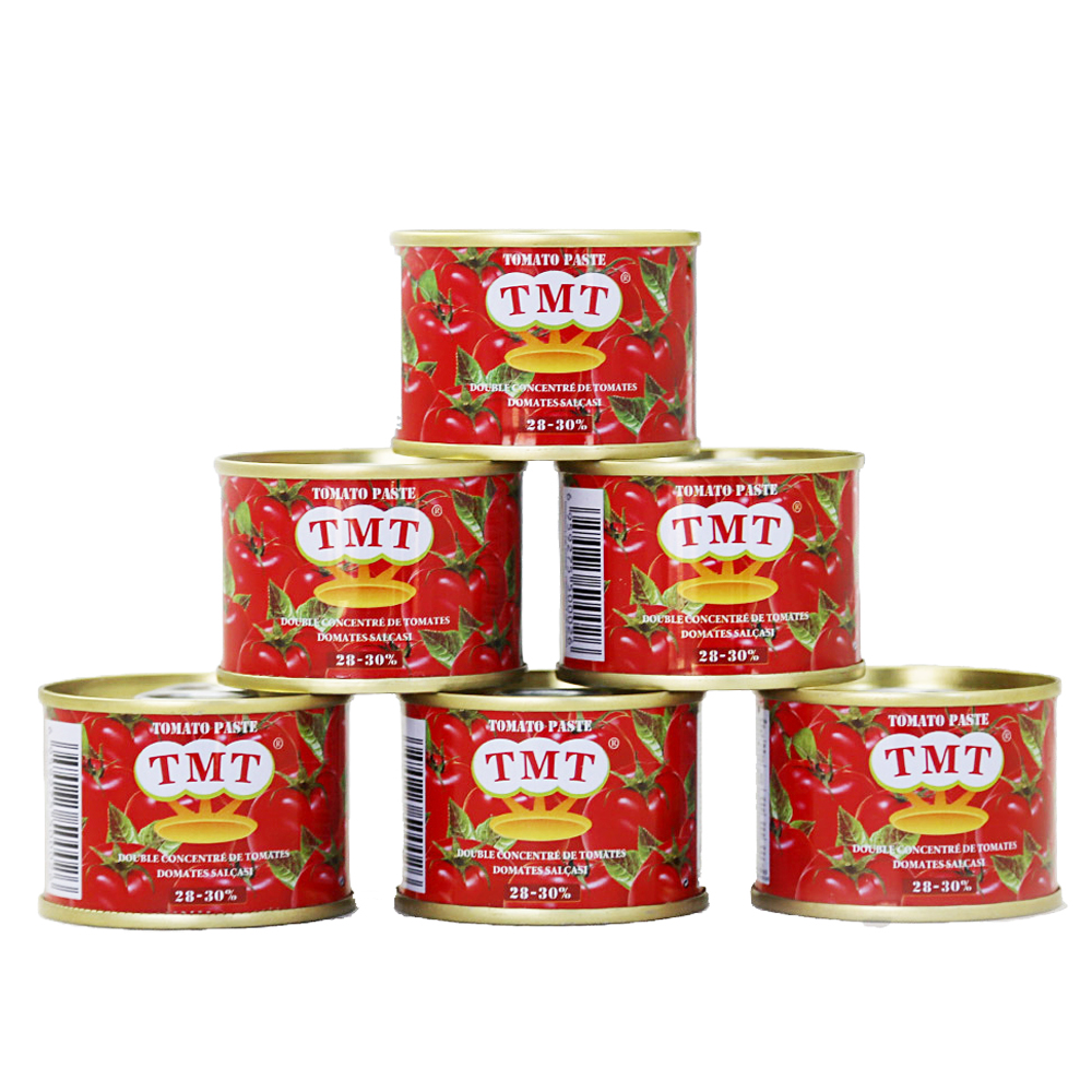 tehdas OEM-merkki 28-30% pitoisuus tomaattitahna valmistus helposti avattava purkitettu tomaattipasta 70g myytävänä