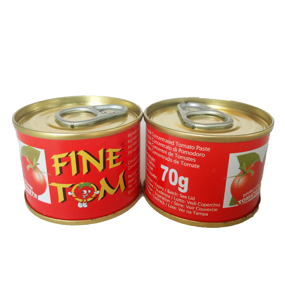 Saiz Pembungkusan Comel 70g Pes Tomato Tin daripada Pembekal Pemborong Cina 13 tahun Kilang 70g*50tin/ctn