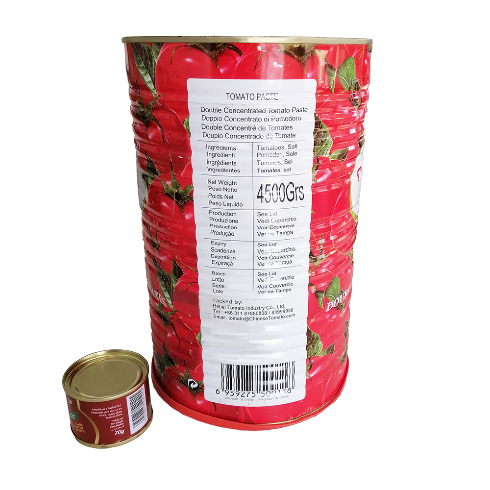 4,5 kg*6 burkar färsk tomatpasta Brix: 28-30 % konserverad