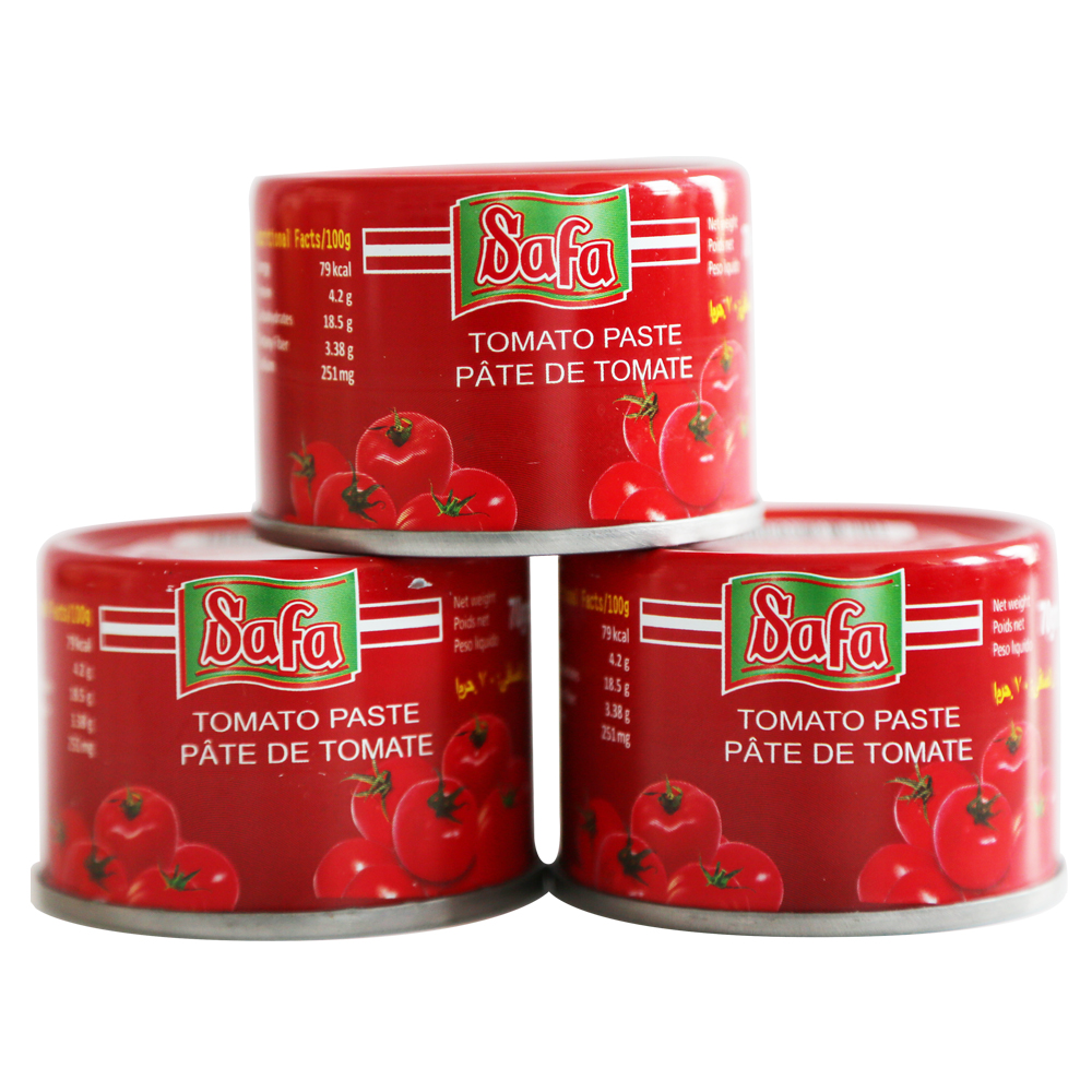 Pasta de tomate india 70grx50tin/ctn 70grx100tin/ctn 28-30% doble concentrado pasta de tomate barata