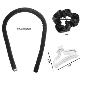 E pili ana i nā Wahine Heatless Curling Rod Headband – Heatless Hair Curler with Hair Clips and Scrunchie