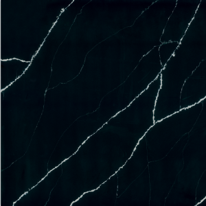 Pierre de quartz aspect marbre noir classique pour salle de bain paillasse 8014