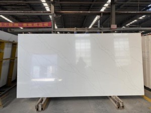 Surface blanche de quartz avec des lignes fines Chine usine pierre artificielle 6041
