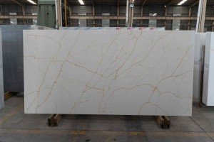 Quartz White Surface with Gold Thin Lines China Factory Artificial Stone Model 1101-1