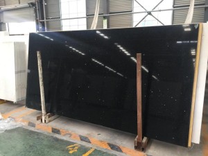 Black Mirror Quartz slab kanggo permukaan countertops pawon