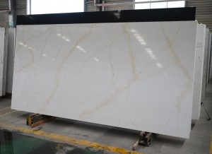 Calacatta Engineered Quartz Stone Slab ine Golden Veins 6117
