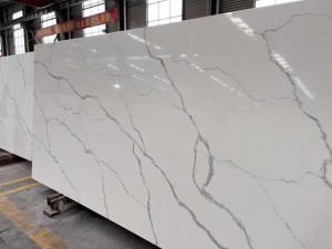 Calacatta Quartz Stone Dipoles Permukaan Untuk Countertops Dapur 6065