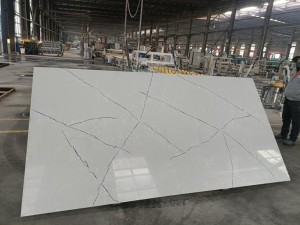 China Pabrik Grosir Putih Calacatta Engineered Quartz Stone RH8086