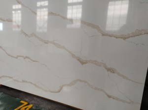 Weiße Quarzsteinplatten mit Goldader-Kunststein, hergestellt in China 8058