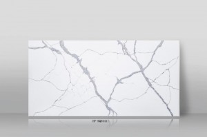Dalle de quartz Calacatta haut de gamme, modèle RQH4411, surface blanche pour comptoir de cuisine