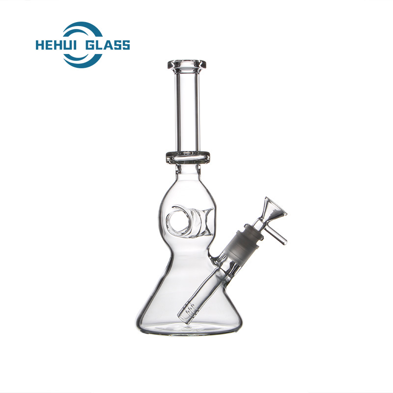 HEHUI זכוכית צינור מים באנג זכוכית עם בקבוק משולש עיצוב שלושה חורים