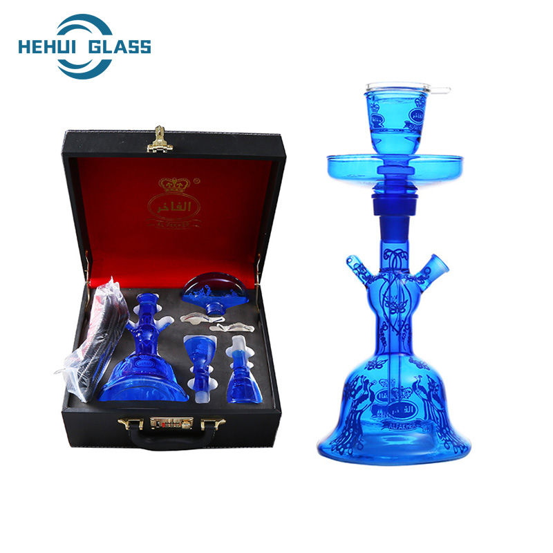 LED COLORFUL FROSTED AL FAKHER GLASS HOOKAH SHISHA WITH CARRY BAG
