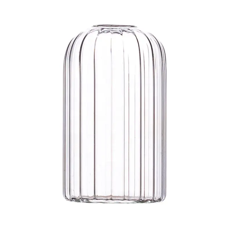 Handmade Transparent Borosilicate Cylinder Flower Glass Bud Vase para sa Dekorasyon