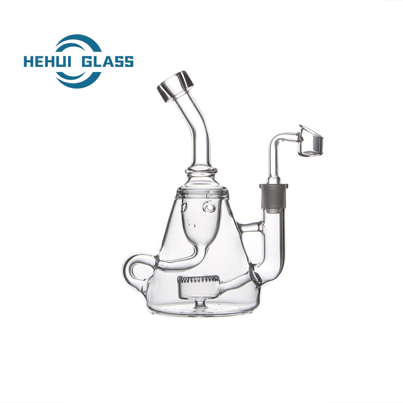 HEHUI RECYCLER GLASS WATER PIPE DAB RIG CONICAL FLASK DESIGN FIT MALE BANGER