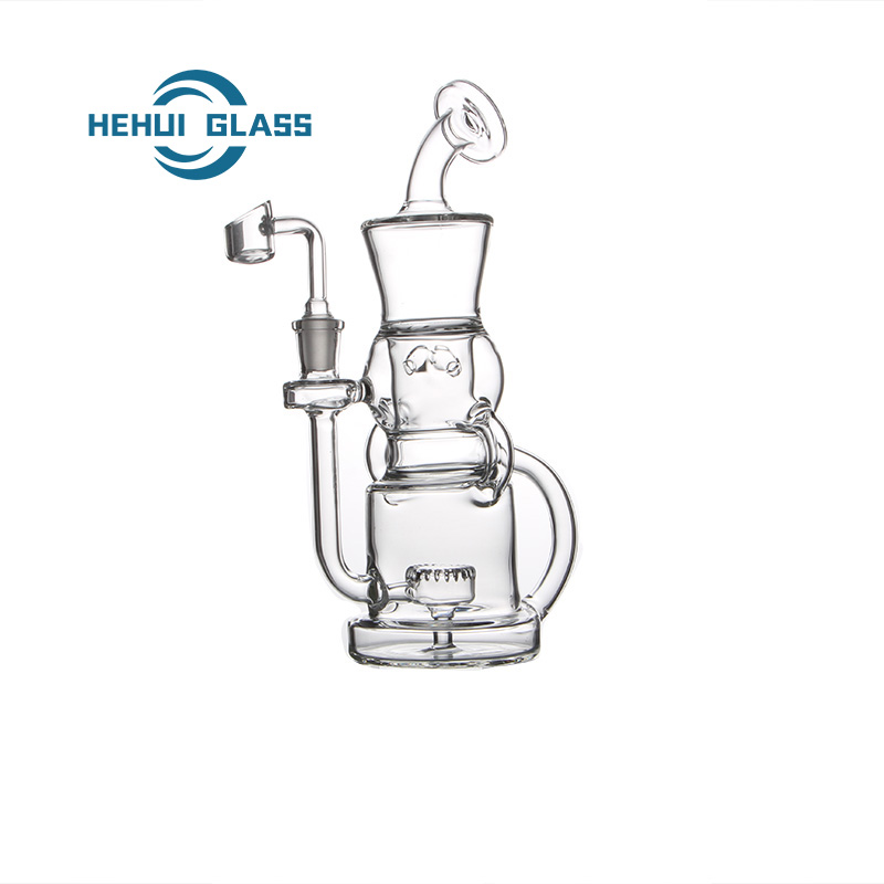 HEHUI RECYCLER GLASS WATER PIPE WITH RIMMED MOUTHPIECE
