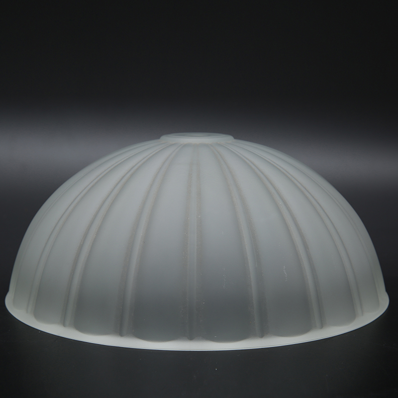 Frosted Striped Glass Lampshade - White Semi-Spheical Elegant Lighting Fixture