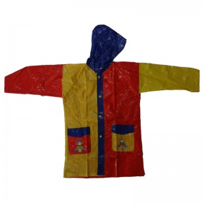 Vaikiškas lietpaltis / lietaus drabužis, vandeniui atsparus 100% PVC / PEVA su gobtuvu