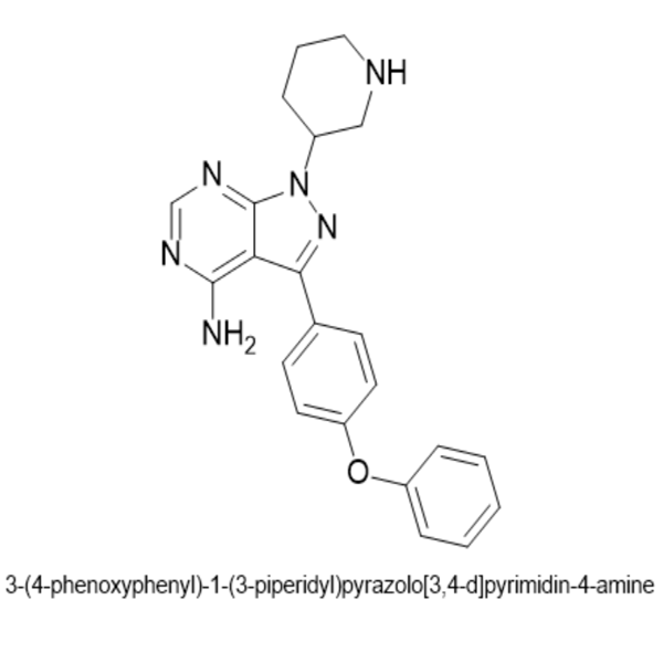 3-(4-ფენოქსიფენილ)-1-(3-პიპერიდილ)პირაზოლო[3,4-d]პირიმიდინ-4-ამინი გამორჩეული სურათი