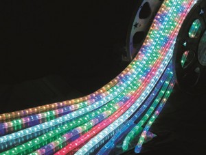 Luz LED de corda redonda de alta calidade 2 cables Chris...