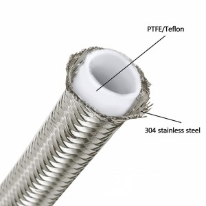 Resistenza alla corrosione Tubo flessibile in metallo intrecciato con filo rivestito in Ptfe/Teflon