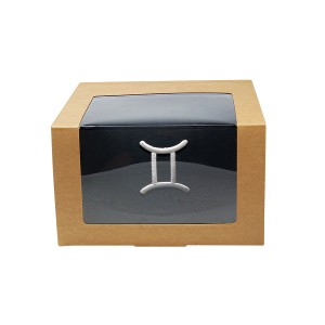ब्राउन क्राफ्ट पेपर बॉक्स पारदर्शी पीईटी विंडो पुनर्नवीनीकरण पेपर हैट पैकेजिंग