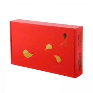 Јака валовита црвена картонска картонска кутија за вруће штанцање са ручком
