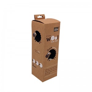 Бела УВ еколошка рециклирана американска крафт кутија од 300 gsm со рачка за топчиња за сушење волна