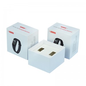 Luxuria White Packaging Grey Paperboard Cover & Tray Classic Gift Cardboard Box for Sports Bracelet