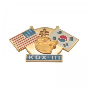 Metal Bronze National US Korean Flag For Souvenir