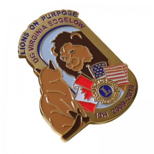 OEM Design Metal Flag Lion Club Pin Badge