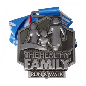 Family Run And Walk Metal Medal Without Coloring