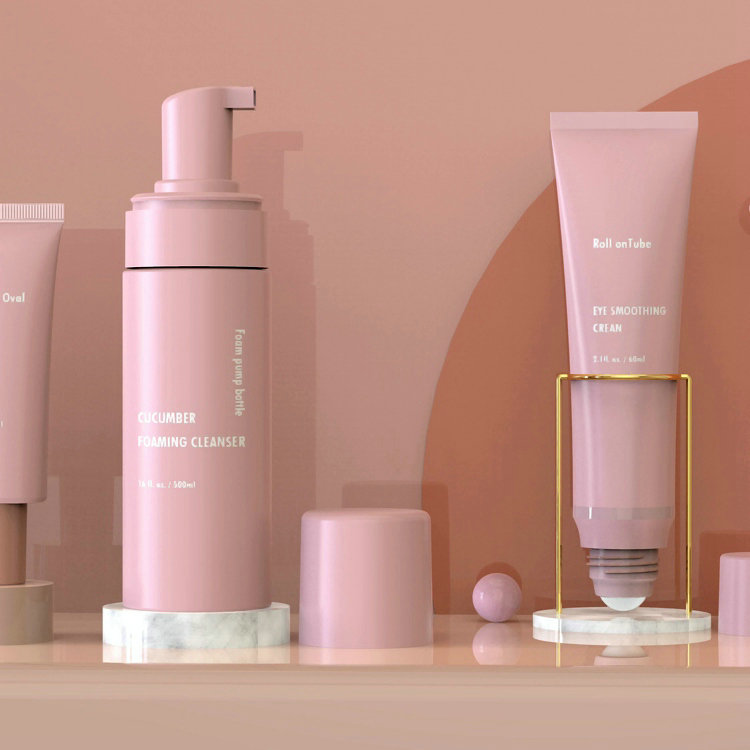 ODM Fantastic Pink Cosmetic Packaging Bottle Series Model