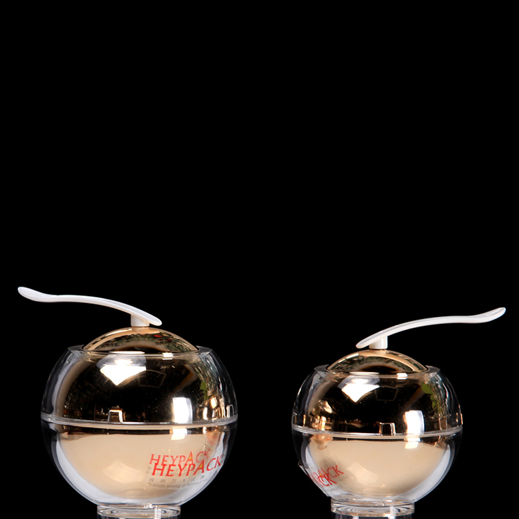 Bottom price Small Plastic Bottles - Acrylic metal style luxury cream jar with spoon – HEYPACK