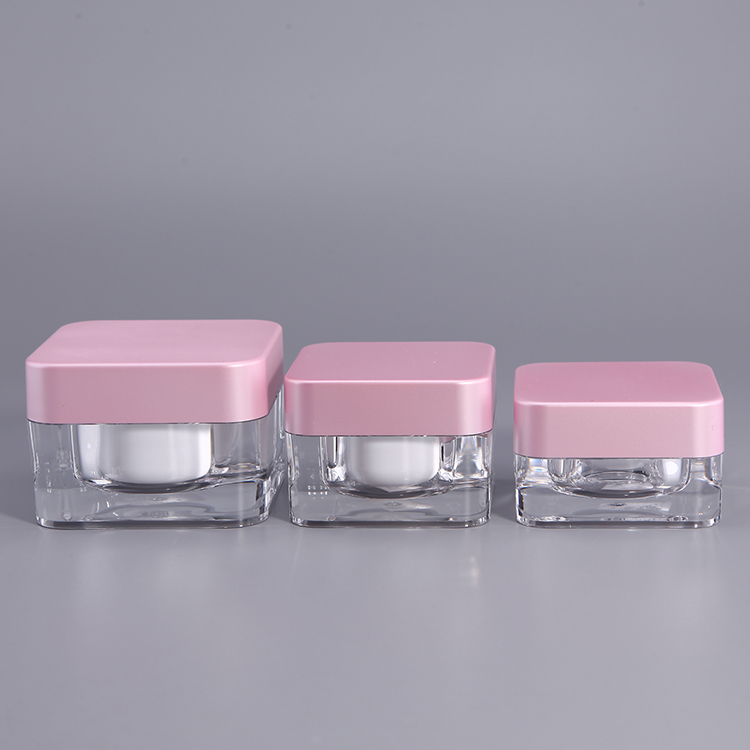 Good looking pink color 15ml 30ml 50ml acrylic jar square
