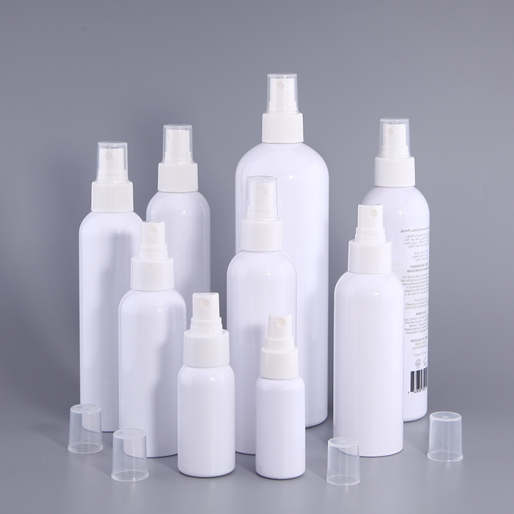 8oz white color empty plastic PET spray bottles with fine mist atomizer cap; For DIY home cleaning, beauty care